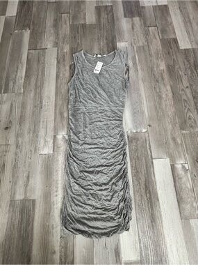Diane Von Furstenberg Gray Sleeveless Ruched Maxi Dress